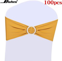 50PCS Stretch Chair Sashes Bows Chair Bands with Buckle for Wedding Hotel Ban…