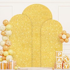 ROMANKAS Gold Wedding Arch Cover Set of 3 Arch Backdrop Cover 4&5&6ft Glitter