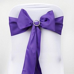 10 Purple Polyester CHAIR SASHES Ties Bows Wedding Party Ceremony Decorations