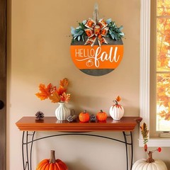 Hello Fall Wreath Door Sign, Fall Wooden Pumpkin Hanging Sign for Front Door …