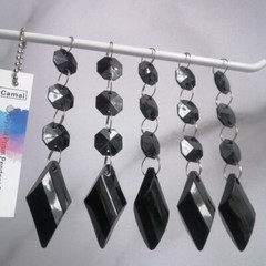 60pcs 105mm Black Button Pendant Acrylic Octagon Bead Garland Chandelier Hanging