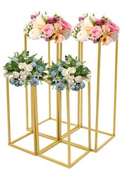 Gold Metal Column Flower Stand Wedding Party Backdrop Centerpiece Rack 4Pcs US