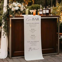 Engagement Party Open Bar Decor Custom Wedding Menu Fabric
