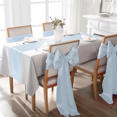 2 Pack Light Blue Table Runners 12 x 108 Inch, Rectangular Smooth Satin Silk