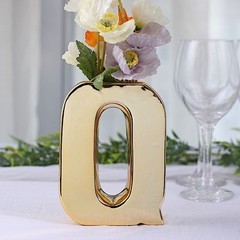 GOLD 6″ Ceramic Q Symbol Flower VASE Table Centerpiece Party Events Decorations