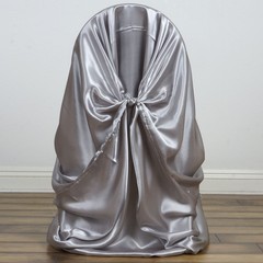 6 Silver SATIN UNIVERSAL CHAIR COVER for Wedding Banquet Reception Light Gray