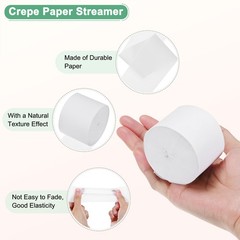 6-Rolls 492ft Crepe Paper Streamer for DIY [White-1.8 Inch x 82 Ft/Roll]