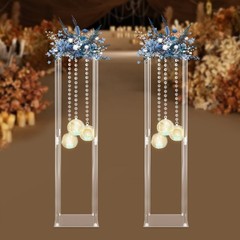 2Pcs Wedding Centerpieces Stand Wedding Flower Stand w/ Hanging Candle Holders