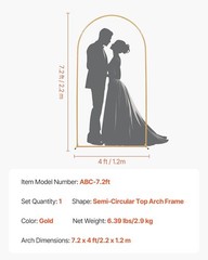 VEVOR Arch Backdrop Stand Metal Arch Backdrop Stand 6.6 x 3.3 ft for Wedding