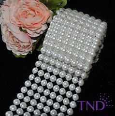 12MM PEARL MESH WRAP ROLL FLAT BACK PEARL TRIMMING RIBBON – 8 ROWS