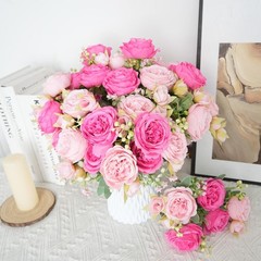 10 Bundles Peonies Artificial Flowers, Pink Silk Peony Flower Bulk Bridesmaid…