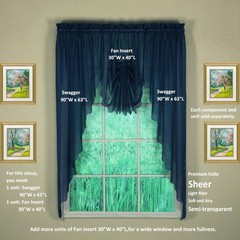 Today’s Curtain Emelia Original Voile Swag Pair 38″, Navy, 60″ W x 38″ L