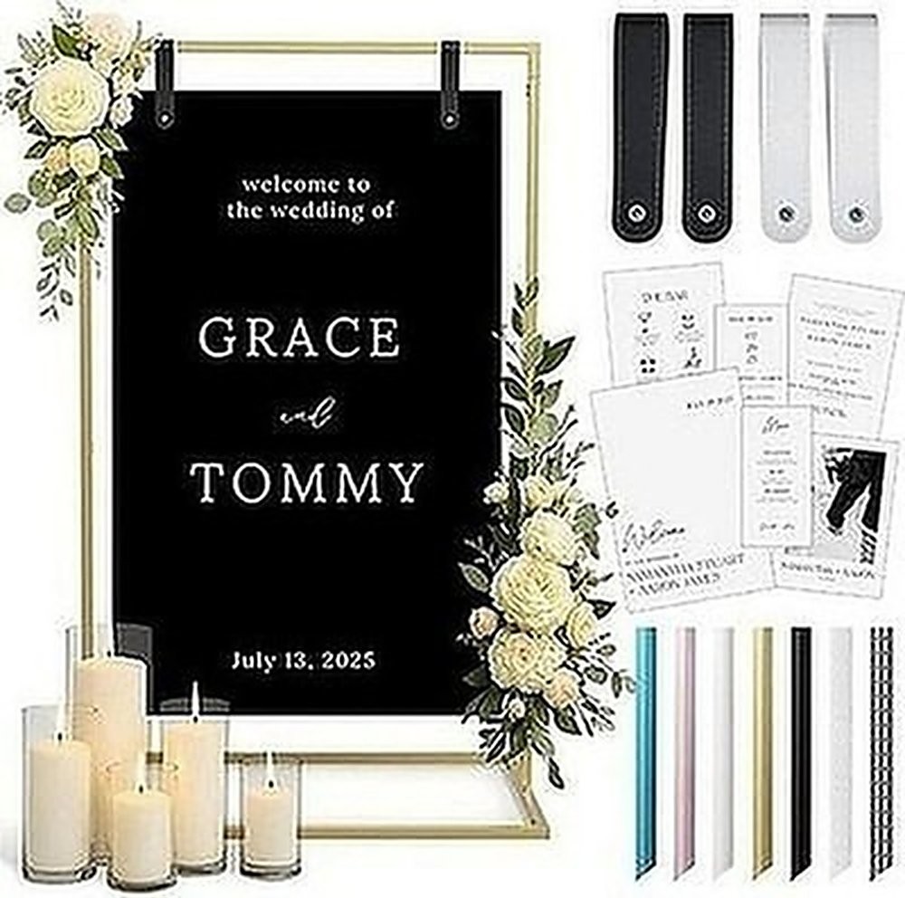 Gold Metal Wedding Welcome Sign Stand Easel Holder Seating Chart #R019
