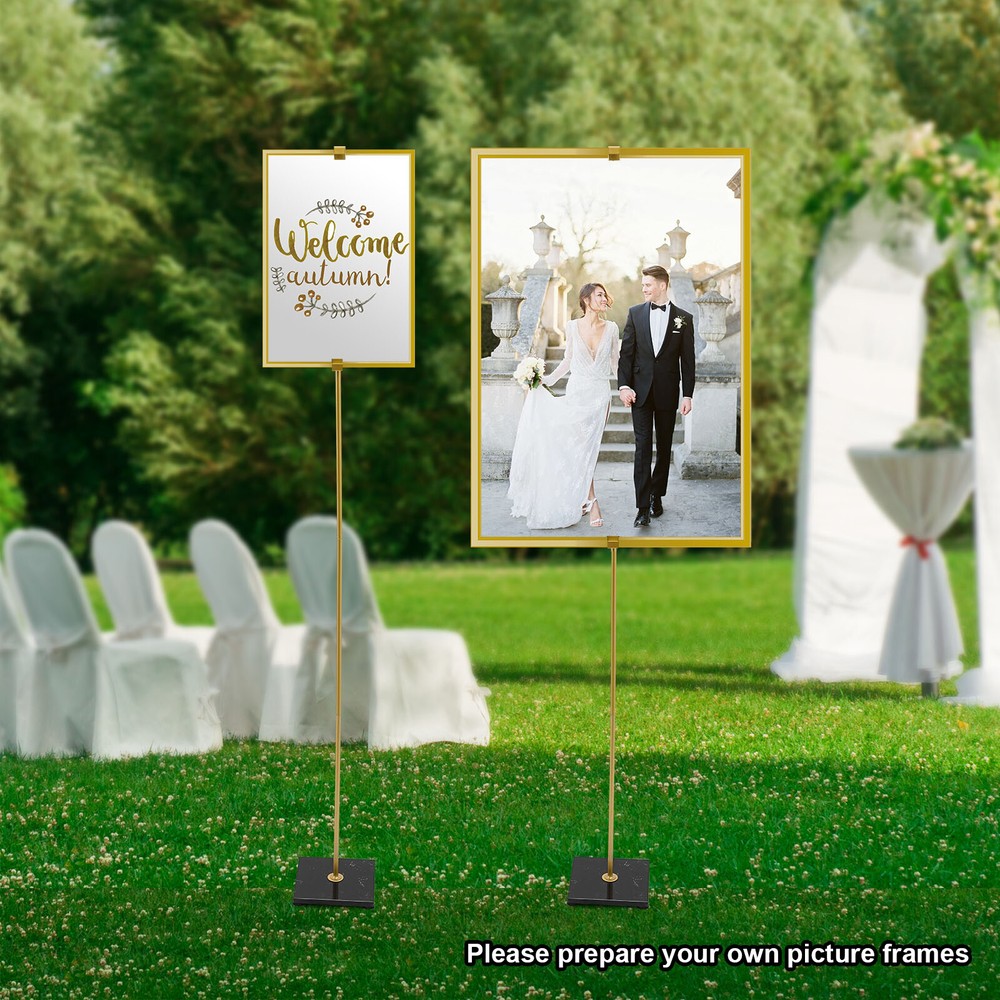 Adjustable Floor Sign Stand Heavy Duty Pedestal Holder Gold Wedding Reception