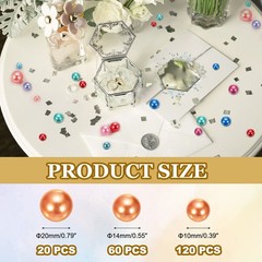200 Pcs Pearl Bead for Vase Filler, 20/14/10mm Floating Beads(Orange)