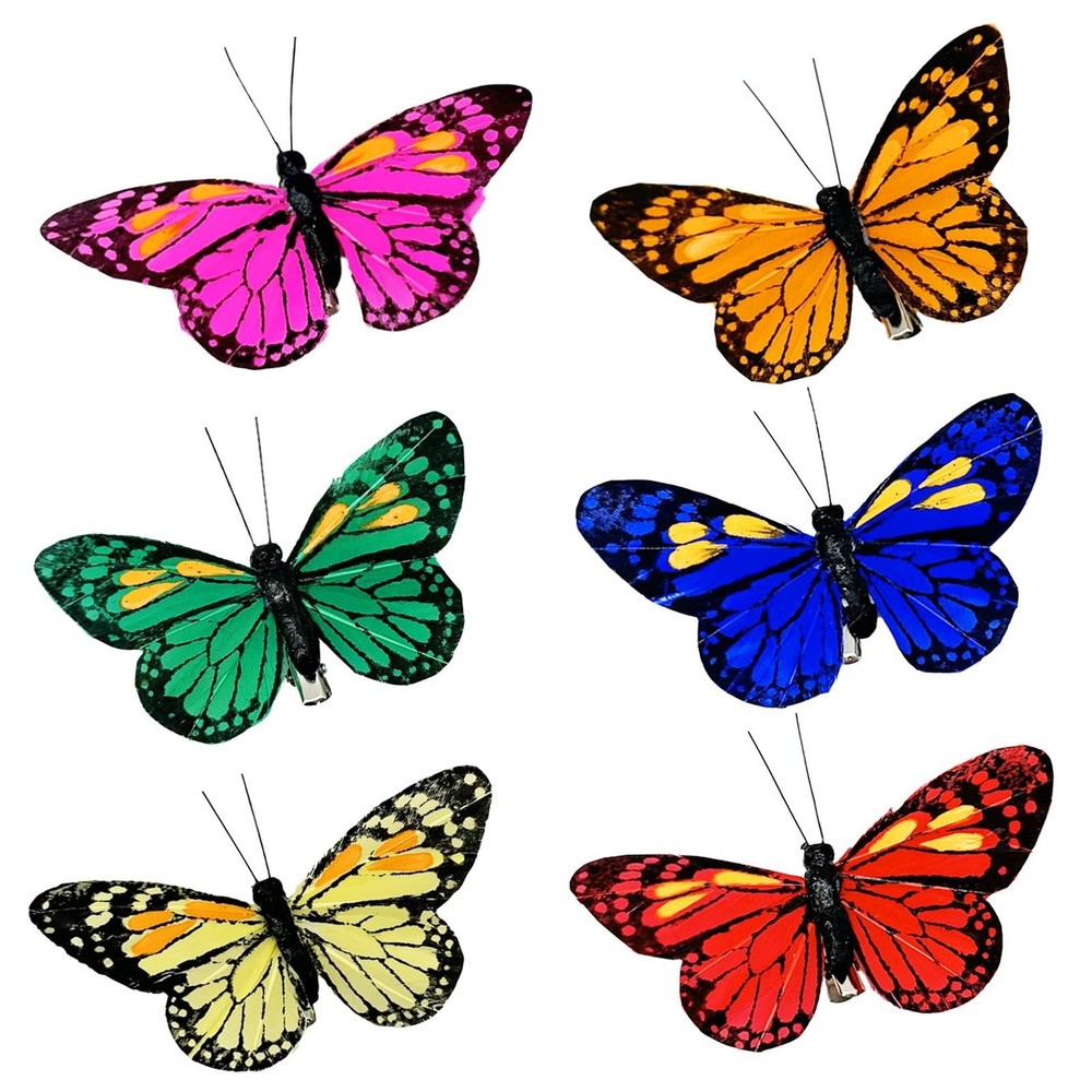6pcs Artificial Feather Butterfly Decorations Artificial Butterflies for Craf…