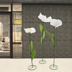 3 Pcs White Artificial Flower For Wedding Decoration , Birthday Party Banquet