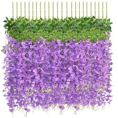 12 PCS Wisteria Hanging Flowers, 3.6ft Fake Vines 12 Pack Light Purple