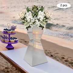 2pcs Silver Flower Stands,25*60cmTable Centerpiece Decor Stand For Party,Wedding