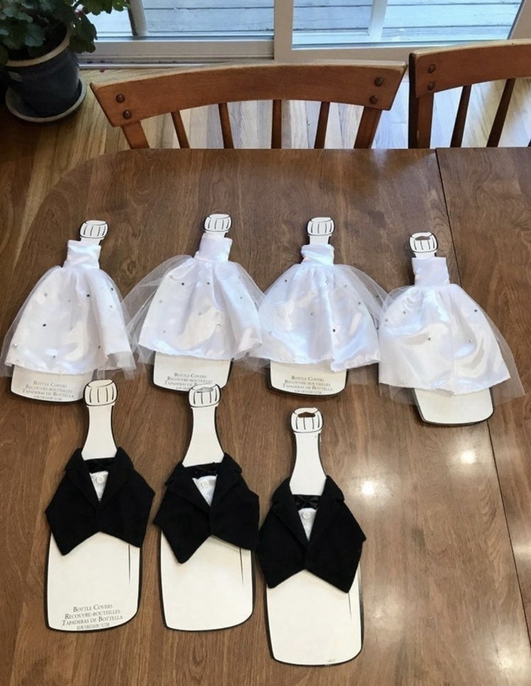 wedding Decoration, wine bottle Cover, Wedding Dress & Tux, Bridal Shower Decor