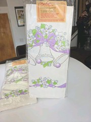 2 Vintage Party Table Covers Wedding Bells Chapel Retro 80s Bridal Paper Art