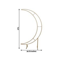 4 ft Gold Metal Half Crescent Moon Wedding Arch Flower Stand Centerpieces