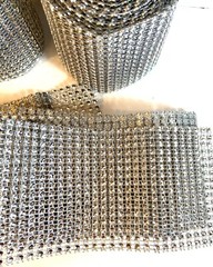 LOT/ Diamond Mesh Silver Rhinestone Wrap – 2 Lg rolls & 2 Pcs 54″ long 3″ wide.