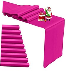 10-Pack Satin Table Runner 12 x 108 Inch Long Fuchsia 12″x108″ 10PCS Hot Pink