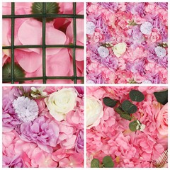 12pcs Artificial Silk Rose Flowers 3D Backdrop Wall for Wedding Party Decoration