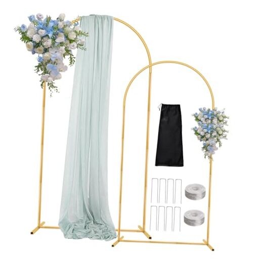 7.2FT 6FT Wedding Arch Backdrop Stand Set of 2,Metal Wedding 7.2FT, 6FT Gold