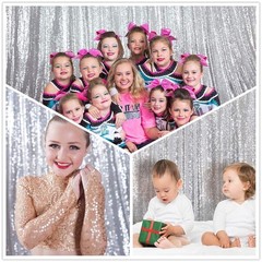 Eternal Beauty Silver Sequin Backdrop, 6×6 Ft Glitter Background Curtains for…
