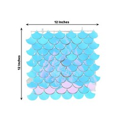 24 IRISDESCENT BLUE Mermaid Scales Sequin Wall Photo Backdrop PANELS Party