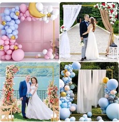 Wedding Arch 6.6FT x 6.6FT Square Backdrop Stand Gold Metal Balloon Arch…