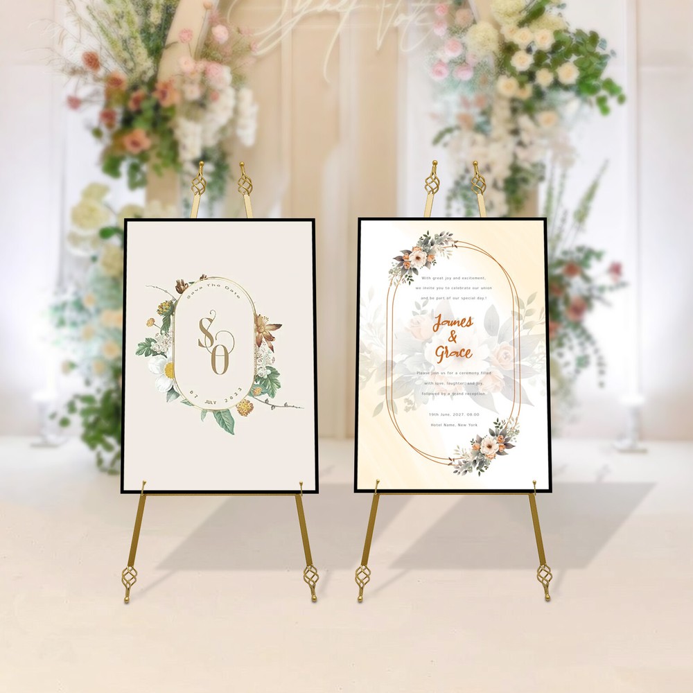 2* Wedding Sign Display Easel Stand Metal Poster Easel Advertising Display Rack