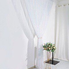 IRIDESCENT BLUE 8 ft x 8 ft Sequined Backdrop Curtain Wedding Party PhotoBooth