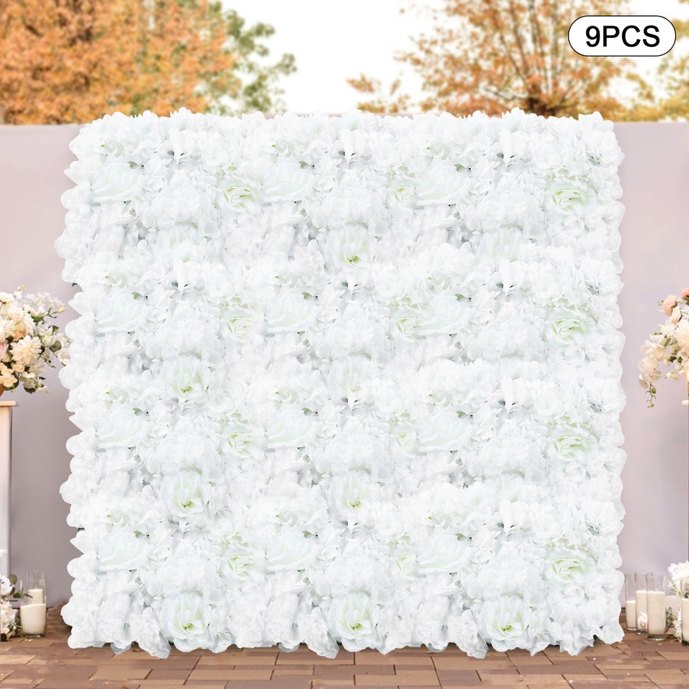 Flower Wall Backdrop 9pcs 40*60cm Artificial Flowers Floral Panels Wedding Decor