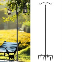 Shepherds Hooks 2 Pack Heavy Duty Two Sided Garden light Pole with 7 Base Prongs