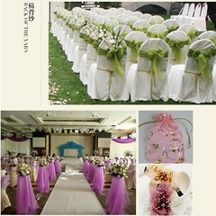 32.8 Yards Bridal Wedding Draping Decoration Glass Yarn 59” Wide White/Golden