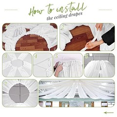6 Panels White Ceiling Drapes for Wedding Party Decor 5ft x 20ft Wedding Arch