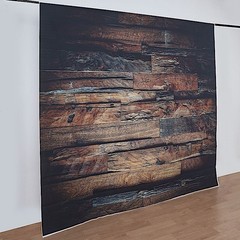 DARK BROWN 8 ft x 8 ft Printed Vinyl Photo Backdrop 3D Wood Design Banner Events