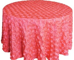 120″ Round Satin Rosette Tablecloth – Coral (1pc/pk) wedding decor
