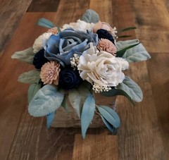 16PC Pink Dusty Blue Centerpiece Set Artificial Navy Sola Wood Wedding Flowers