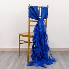 5 ROYAL BLUE Curly Willow Chiffon Satin CHAIR SASHES Party Event Decorations