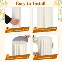 Gereat 5Pc Cylinder Party Stands Foldable Cardboard Display Pedestals White