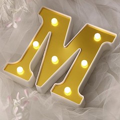 6″ tall GOLD M LED Lighted Marquee Letters Sign Party Wedding Events Decorations