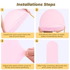 6 ft Arch Backdrop Cover – Double-Sided Spandex Arch Covers Stretchy 6FT Pink