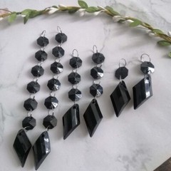 30pcs Black Buttons Pendant Acrylic Octagon Bead Chain Garland Chandelier Party