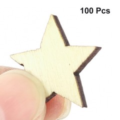 Wooden Star Shaped DIY Christmas Tree Decor Ornaments Beige 20 x 20mm 100pcs