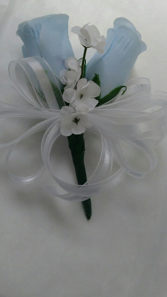 Set of 6 Light blue and White corsages or Any Color $30.00 Rush orders Available