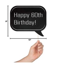 60th Birthday Photo Booth Props – 31-pc Selfie Props with 8 x 10-Inch Sign, 4…